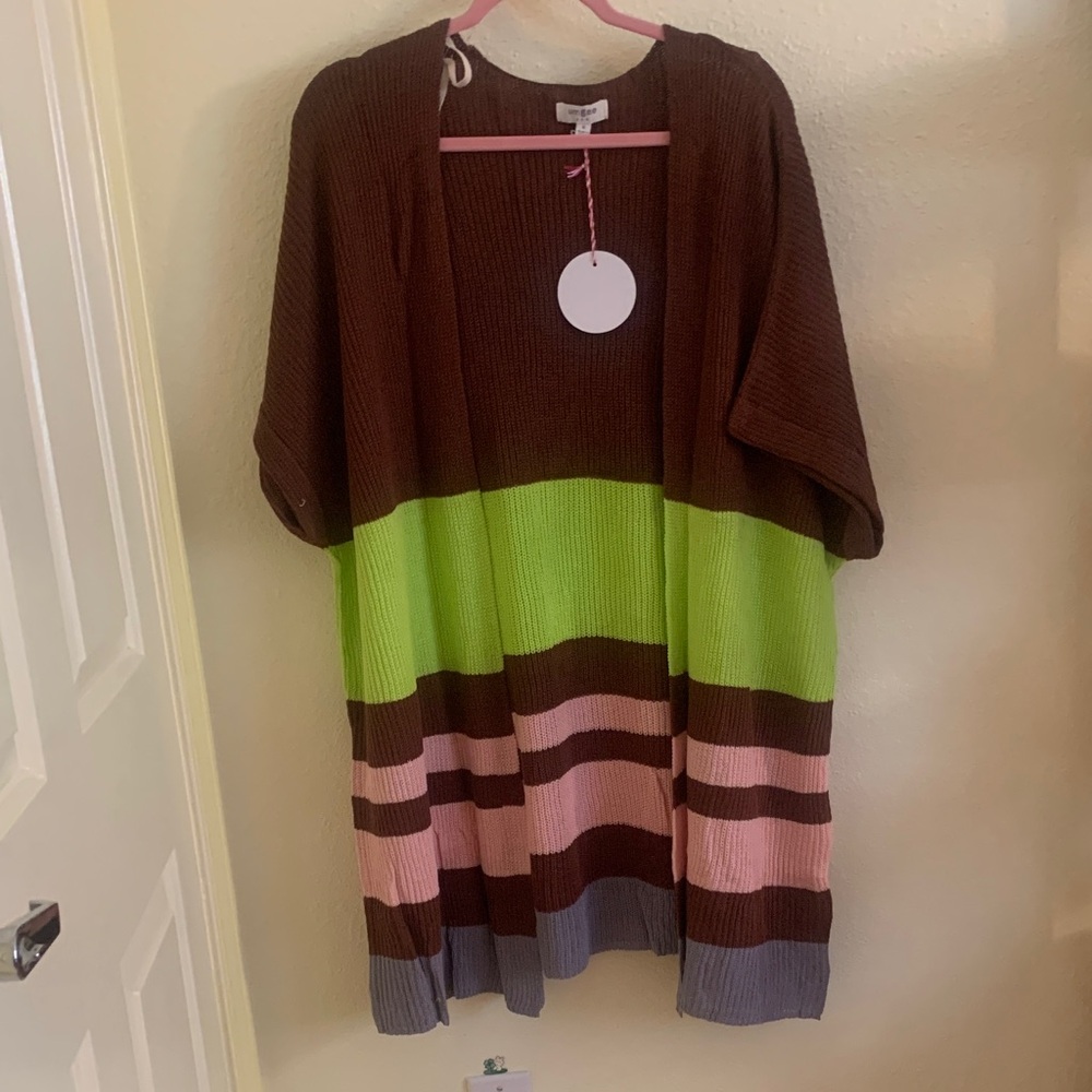NWT UMGEE Striped Brown and Green Women's Sweater